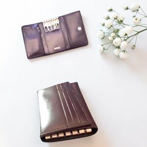 VINTAGE Leather Key Wallet Brown Trifold Holds 6 Keys VanGarie Unisex 844-23